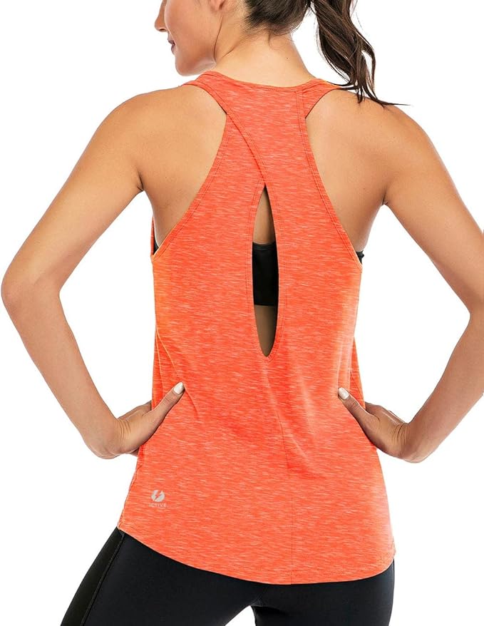 ICTIVE Womens Cross Backless Workout Tops for Women Racerback Tank Tops Open Back Running Muscle Tank Yoga Shirts
