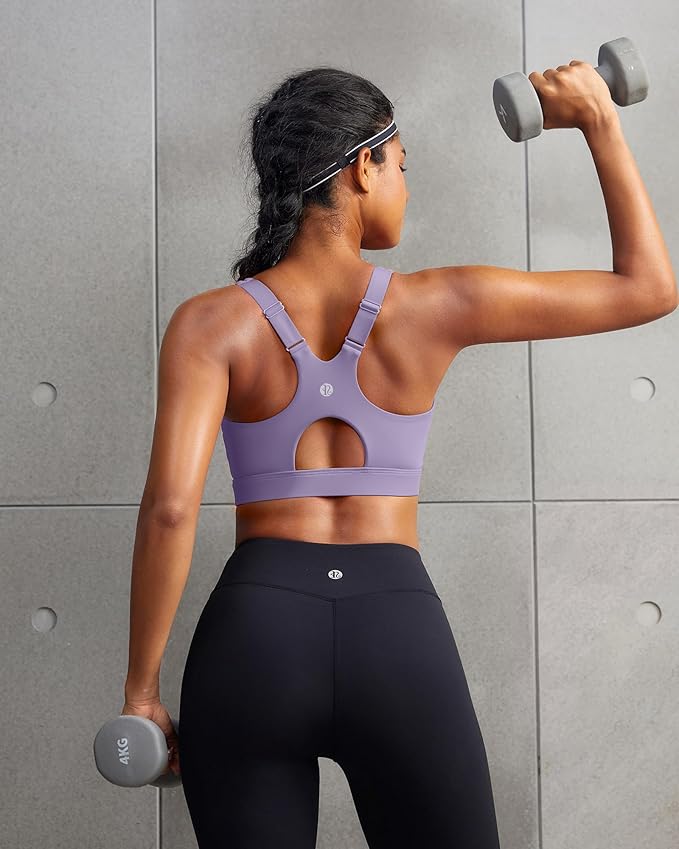 RUNNING GIRL Sports Bra for Women,Adjustable Straps Supportive High Impact Sports Bras for Women with Sewn in Pads