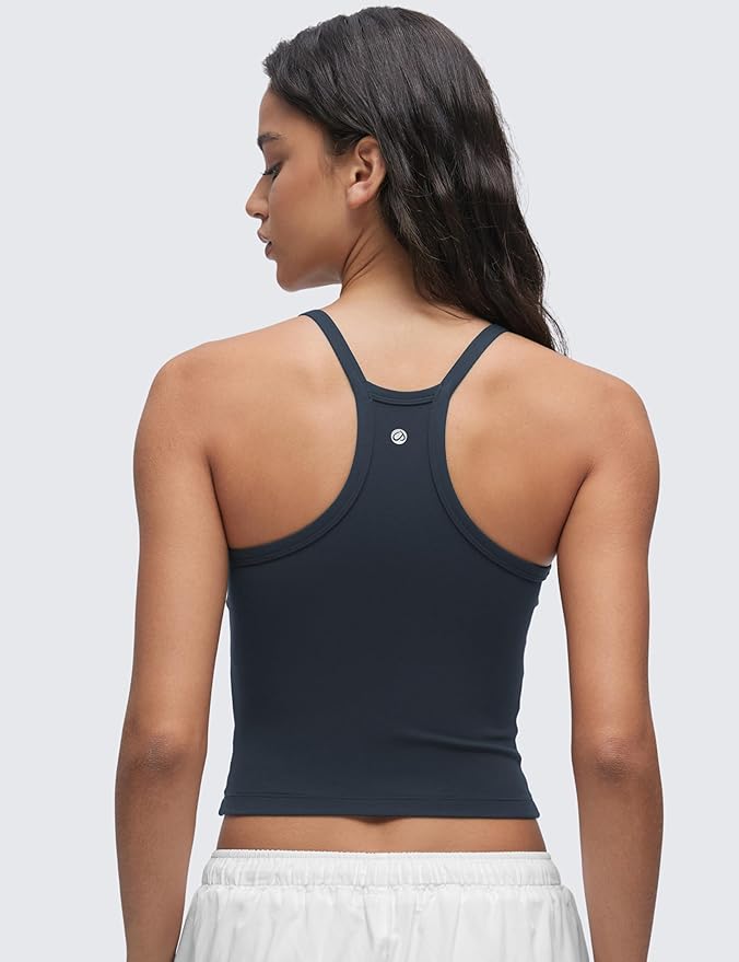 CRZ YOGA Butterluxe Soft Double Lined V Neck Tank Tops for Women - Yoga Casual Camisole Racerback Tight Sleeveless Shirt