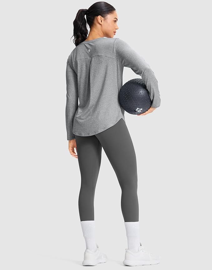 SANTINY Lightweight Long Sleeve Workout Tops for Women Breathable Gym Yoga Athletic Running Hiking Top UPF 50+ Sun Shirts