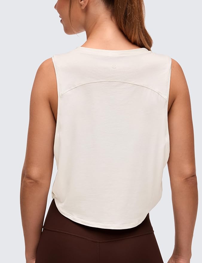 CRZ YOGA Pima Cotton Large Armhole Tank Tops for Women - Workout Sport Athletic Yoga Running Gym Loose Crop Sleeveless Shirts