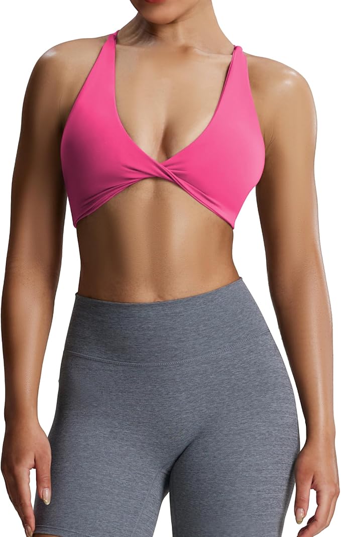 Aoxjox Women's Workout Sports Bras Fitness Metamorph Sienna Twist Bra Yoga Crop Tank
