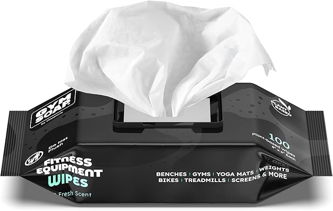 Gym & Yoga Mat Cleaner Wipes, Plant Based - 500 Gym Equipment Wipes to Clean Exercise Equipment, Treadmill, Peloton Bikes - Gym Supplies, Yoga Supplier, Cleaning Wipes for Home & Gym - Spa Fresh Scent