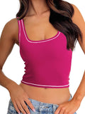 Danysu Women Rib Tank Top Padded Workout Top Square Neck Crop Tank Fitted Basic Cami Tops