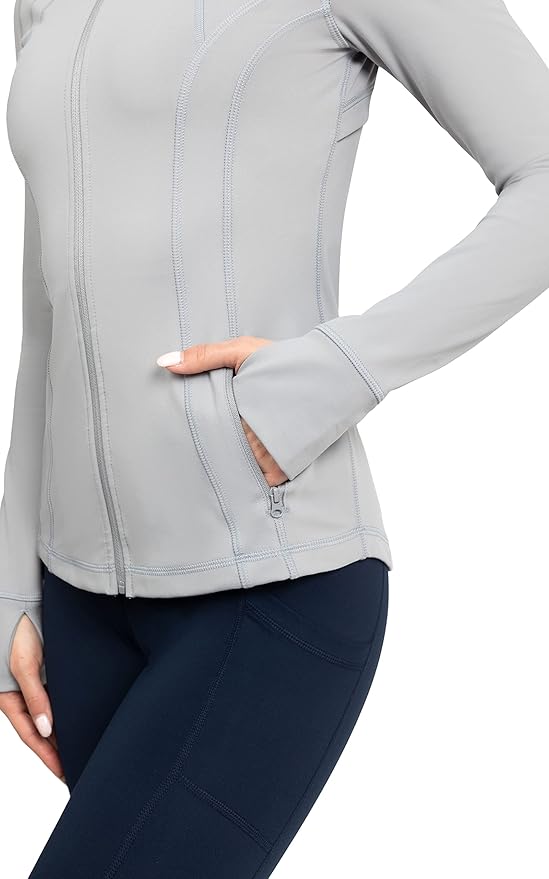 90 Degree By Reflex Full Zip Running Track Jacket Lightweight Athletic Slim Fit Jacket with Thumbholes