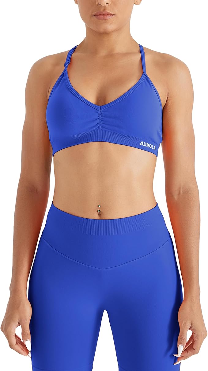 AUROLA Mercury Workout Sports Bras Women Athletic Removable Padded Backless Strapy Minimal Crop Top