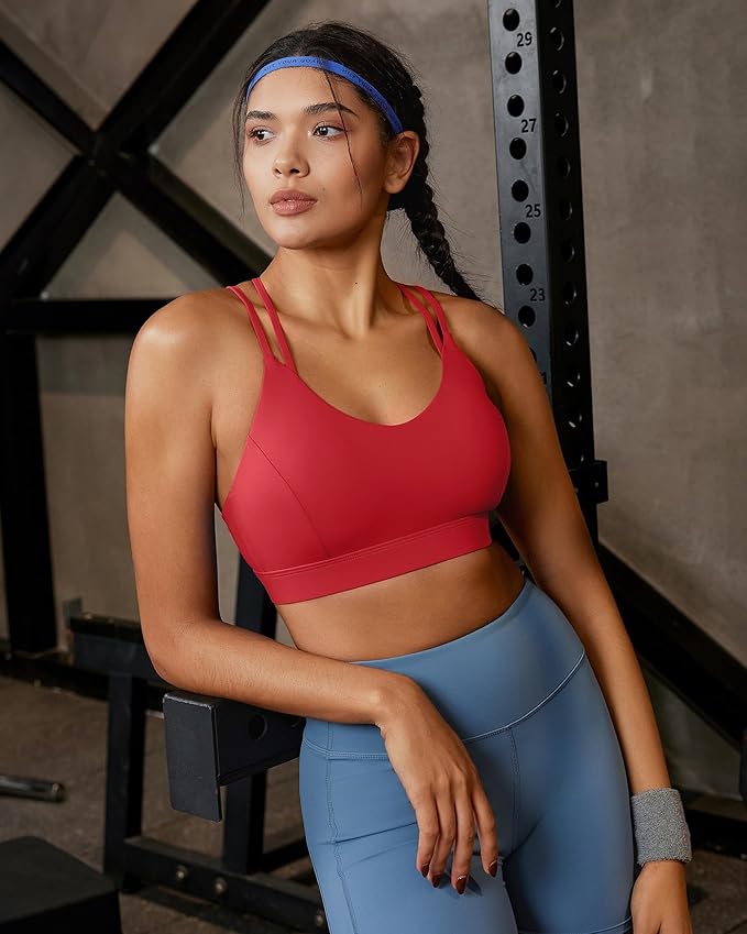 RUNNING GIRL Sports Bras for Women,Strappy Crisscross Back Padded Low Impact Running Sports Bra with Removable Cups