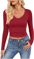 Yoga Tops for Women Long Sleeve Compression Going Out Tops Workout Sets Gym Shirts Cute Cropped V Neck Dance Outfits