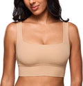 INLYRIC Women's Inbarely Outwear Longline Square Neck Bralette Supportive Unlined No Underwire Yoga Sports Bra