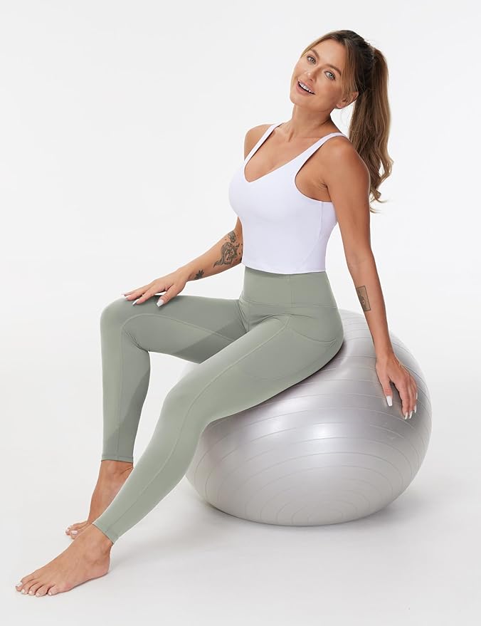 THE GYM PEOPLE Thick High Waist Yoga Pants with Pockets, Tummy Control Workout Running Yoga Leggings for Women