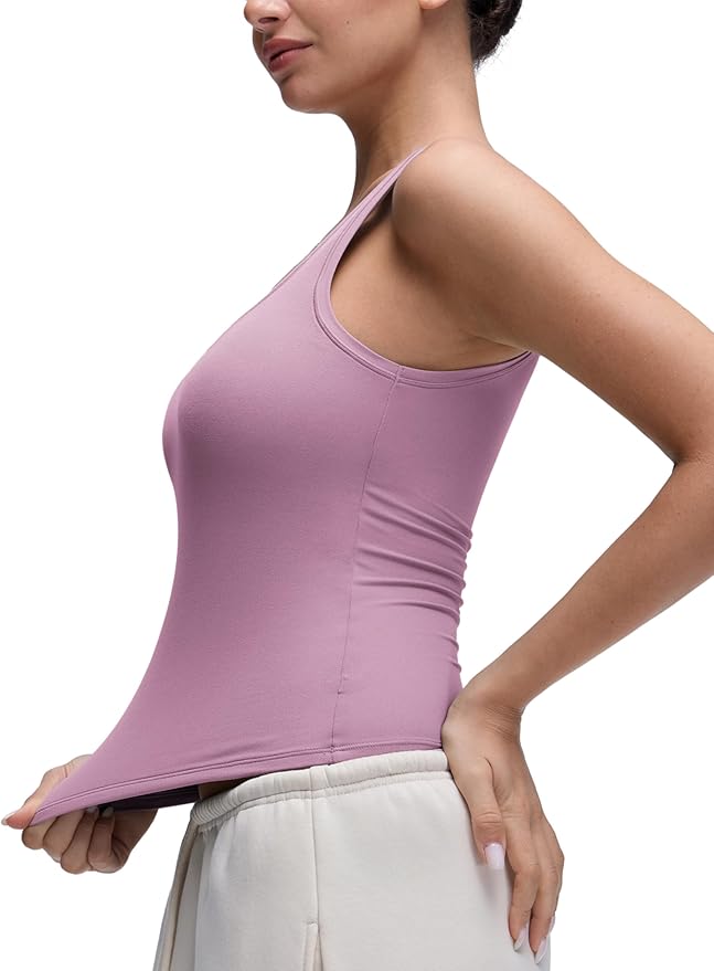 CRZ YOGA Softembrace Scoop Neck Tank Tops for Women - Casual Going Out Soft Double Lined Crop Basic Sleeveless Shirts