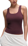 CRZ YOGA Softembrace Scoop Neck Tank Tops for Women - Casual Going Out Soft Double Lined Crop Basic Sleeveless Shirts