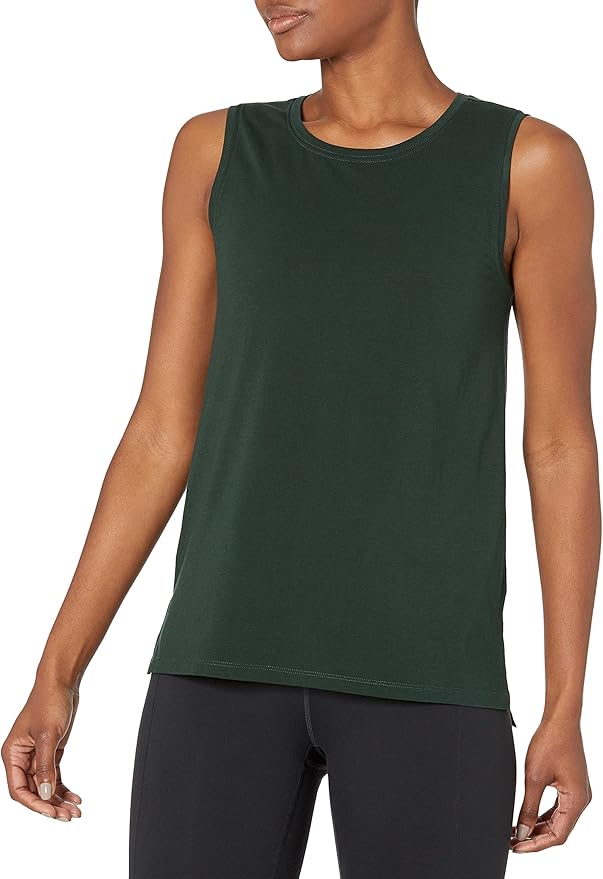 Amazon Essentials Women's Soft Cotton Relaxed-Fit Workout Tank Top (Available in Plus Size)