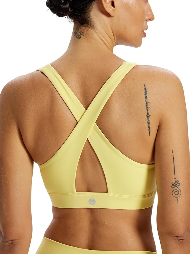 Ruched V Neck Criss Cross Back Ballet Sports Bra Wrap Front Yoga Medium Support Workout Crop Top Removable Pads