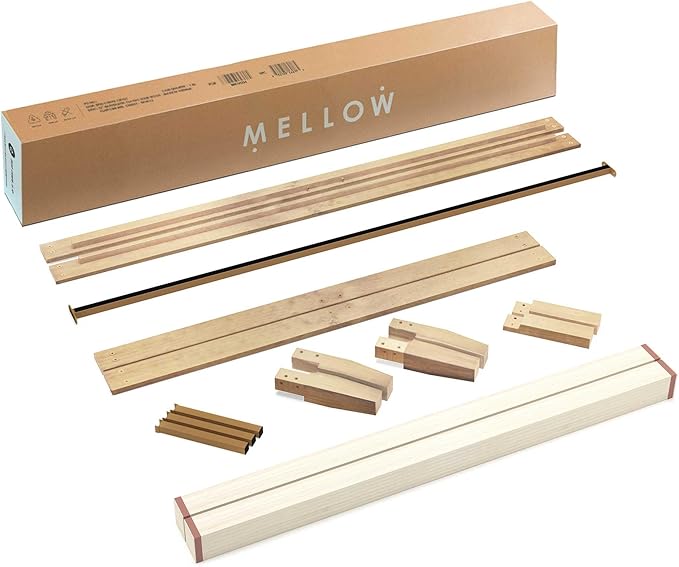 Mellow Naturalista Classic 12 Inch Solid Wood Platform Bed with Wooden Slats, Twin, White Wash