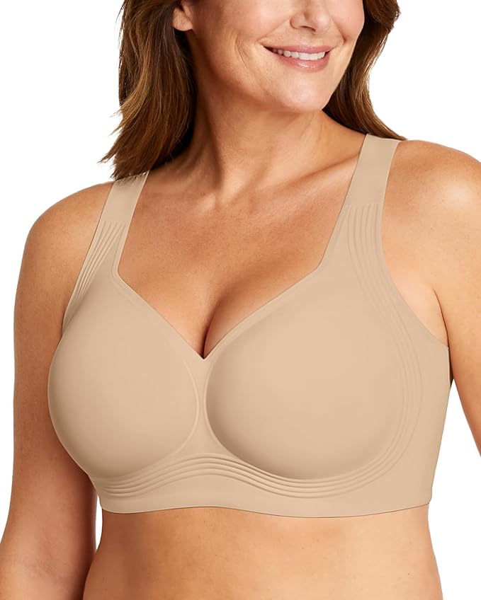 OEAK Womens Wireless Jelly Bra Plus Size Supportive Seamless Bras Full Coverage Push Up Comfortable No Underwire Tshirt Bras