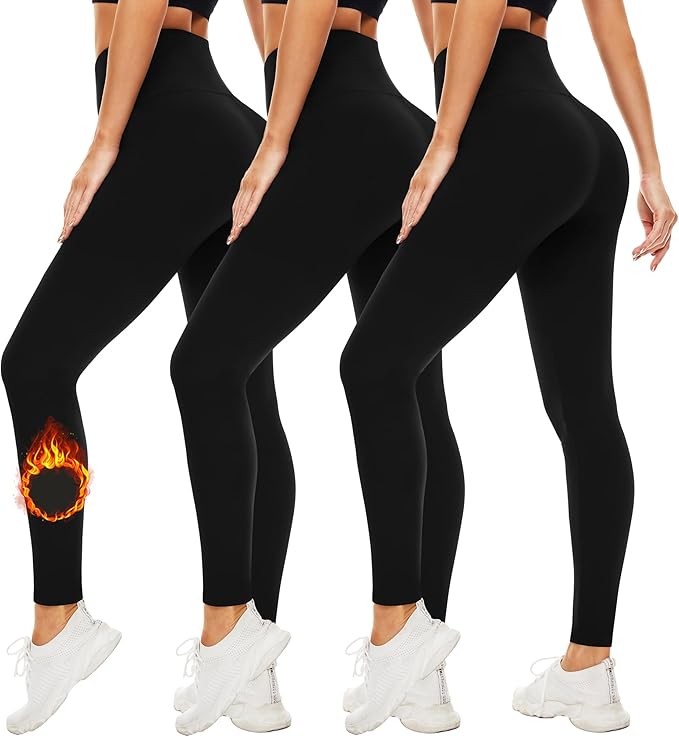 FULLSOFT 3 Pack Leggings for Women High Waisted Soft Black Yoga Pants for Workout Athletic Running Reg & Plus Size