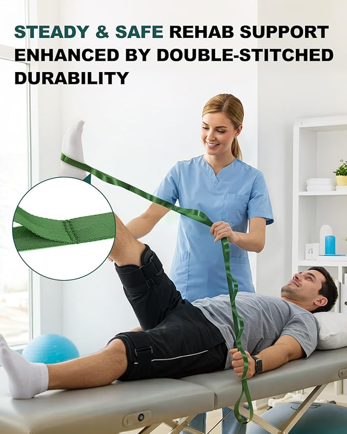 Trideer Stretching Strap for Physical Therapy & Home Rehab, Non-Elastic Yoga Strap for Stretching with Loops for Hamstring, Calf & Back Stretcher Mobility, Hip & Pilates
