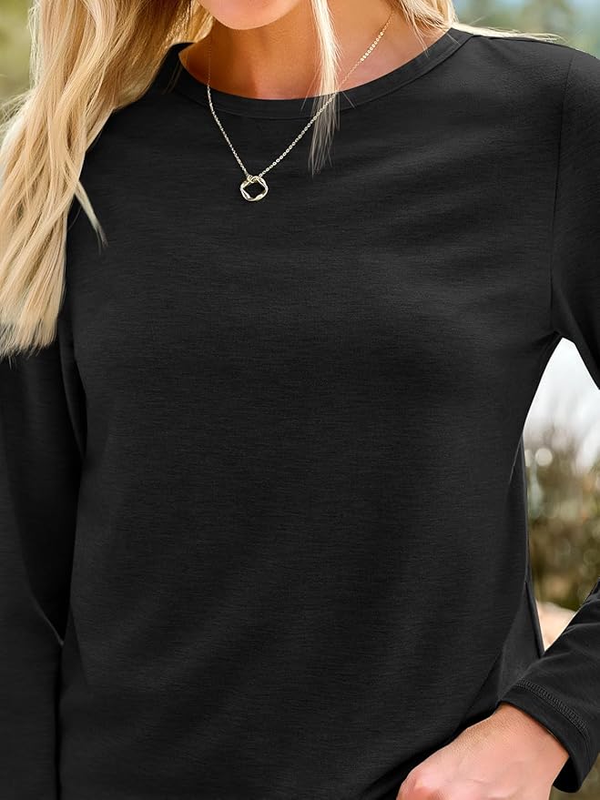AUTOMET Women‘s Basic Long Sleeve Crewneck, Plus Size Winter & Spring Top, Casual Fall Tee for Teacher & Everyday Outfits