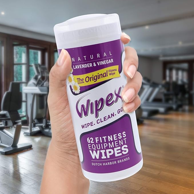 Wipex Original Natural Fitness Equipment Wipes - EWG Verified- Plant-Based Lint Free Cloth - Gym Wipes for Equipment, Yoga Mat, Peloton, Lavender and Vinegar, 50 Count (Pack of 3)