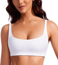 CRZ YOGA Butterluxe Square Neck Spaghetti Strap Sports Bras for Women - Low Coverage Yoga Wireless Padded Cami Crop Top