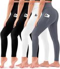 4 Pack Leggings for Women Butt Lift High Waisted Tummy Control No See-Through Yoga Pants Workout Running Leggings