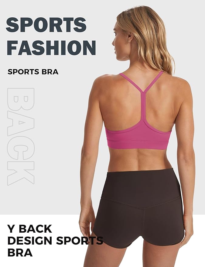 Buauty Sports Bra for Women, Y Back Light Support Workout Bra with Removable Pads for Yoga Pilates Gym