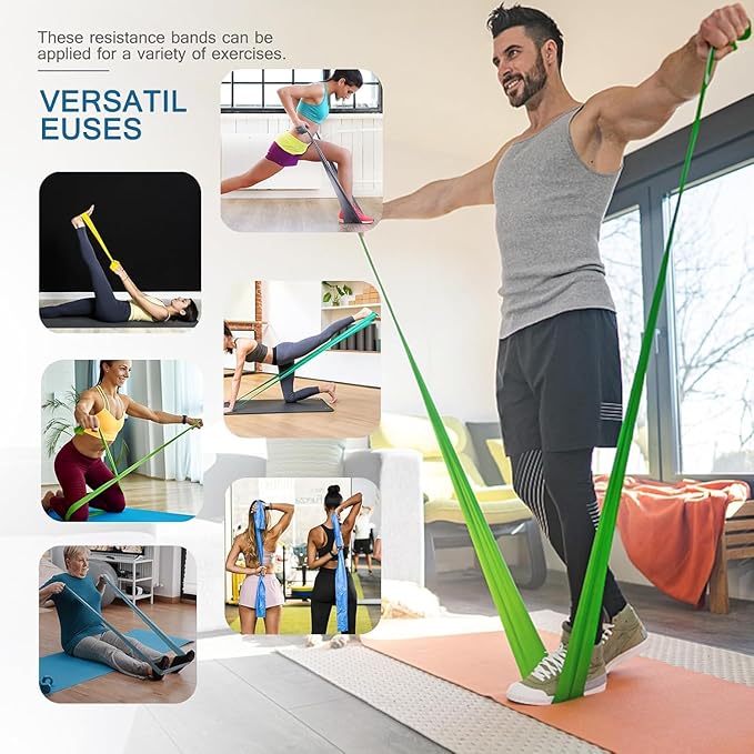 5 Pcs Professional Resistance Bands. Latex-Free, Pilates Band, Work Out Bands, Stretch Bands for Working Out Women or Men, Exercise Bands Set for Pilates, Physical Therapy, Yoga