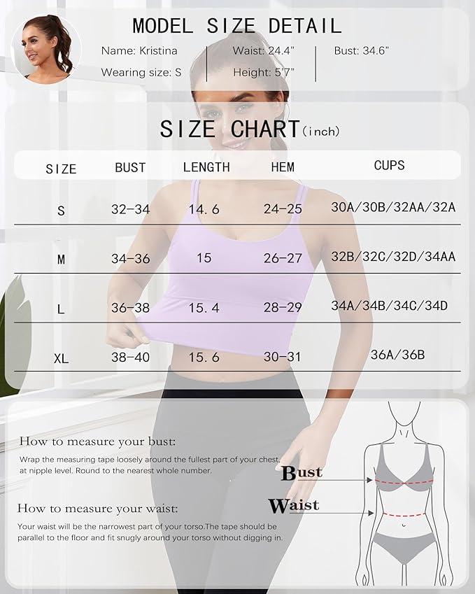 Everrysea Sports Bras for Women High Support Longline Workout Tank Tops Built in Bra Strappy Yoga Padded Crop Top