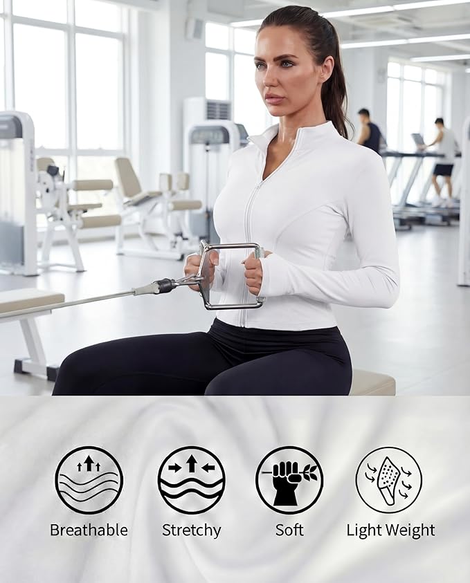 Shyyween 3 Pack Women's Workout Jacket Slim Fit Cropped Jacket Zip up Athletic Tops with Thumb Hole Running Gym Yoga