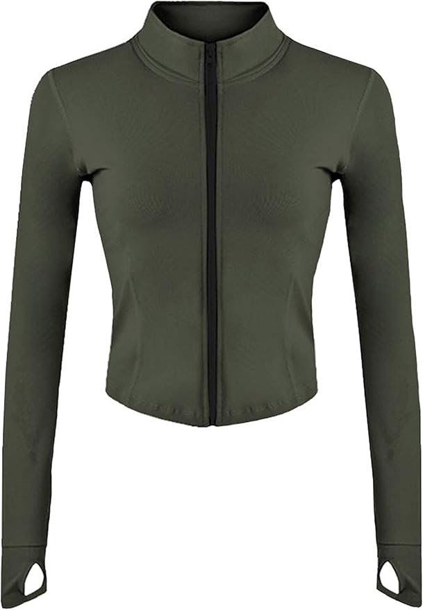 Tanming Women's Full Zip Seamless Workout Jacket Running Yoga Slim Fit Track Jacket