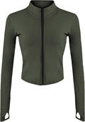 Tanming Women's Full Zip Seamless Workout Jacket Running Yoga Slim Fit Track Jacket