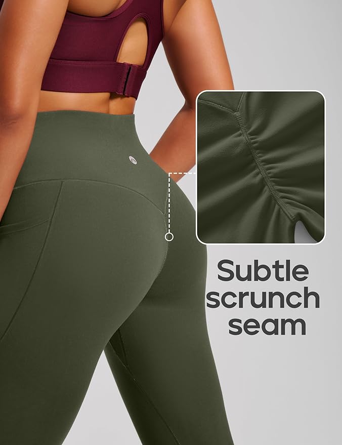 Heathyoga Scrunch Butt Lifting Leggings with Pockets for Women Tummy Control Compression Leggings No Front Seam Yoga Pants