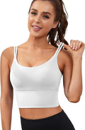 Everrysea Sports Bras for Women High Support Longline Workout Tank Tops Built in Bra Strappy Yoga Padded Crop Top