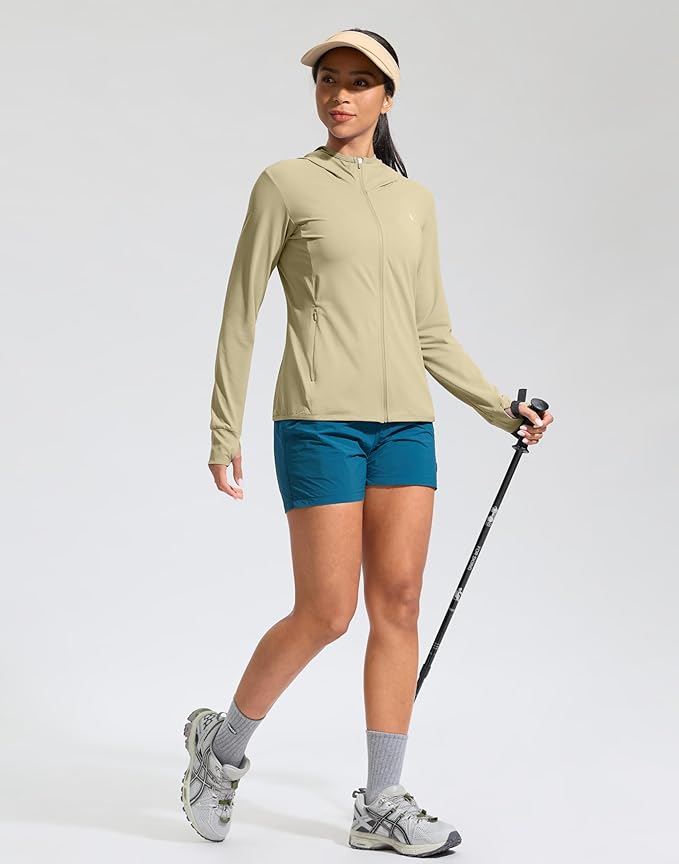 Soothfeel Women's UPF 50+ Sun Protection Hoodie Jacket Lightweight Long Sleeve Sun Shirt for Women with Pocket Hiking Outdoor