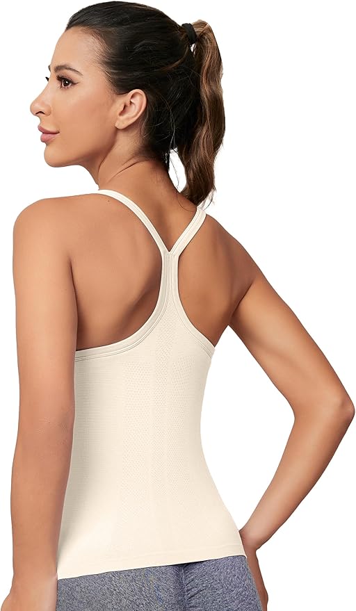 MathCat Workout Tank Tops for Women with Built in Bra, Sleeveless Gym Tops Seamless Racerback Athletic Yoga Shirts