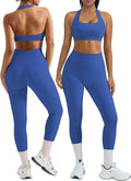 OMKAGI 2 Piece Workout Sets for Women Halter Sports Bras Gym Sets Booty Leggings Outfits