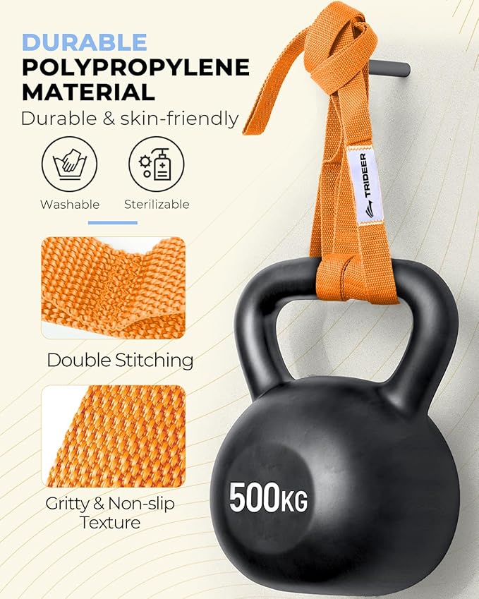 Trideer Stretching Strap with Loops & Leg Lifter, Non-Elastic PT-Style Physical Therapy Strap for Knee Replacement Rehab, Hamstring, Calf & Back Stretcher Mobility, Hip, Shoulder & Yoga