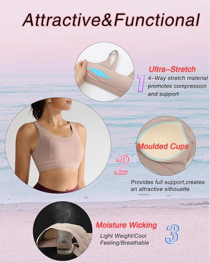 RUNNING GIRL High Impact Sports Bras for Women,Racerback Running Bra Workout Crop Tank Tops Longline Sports Bra Push up