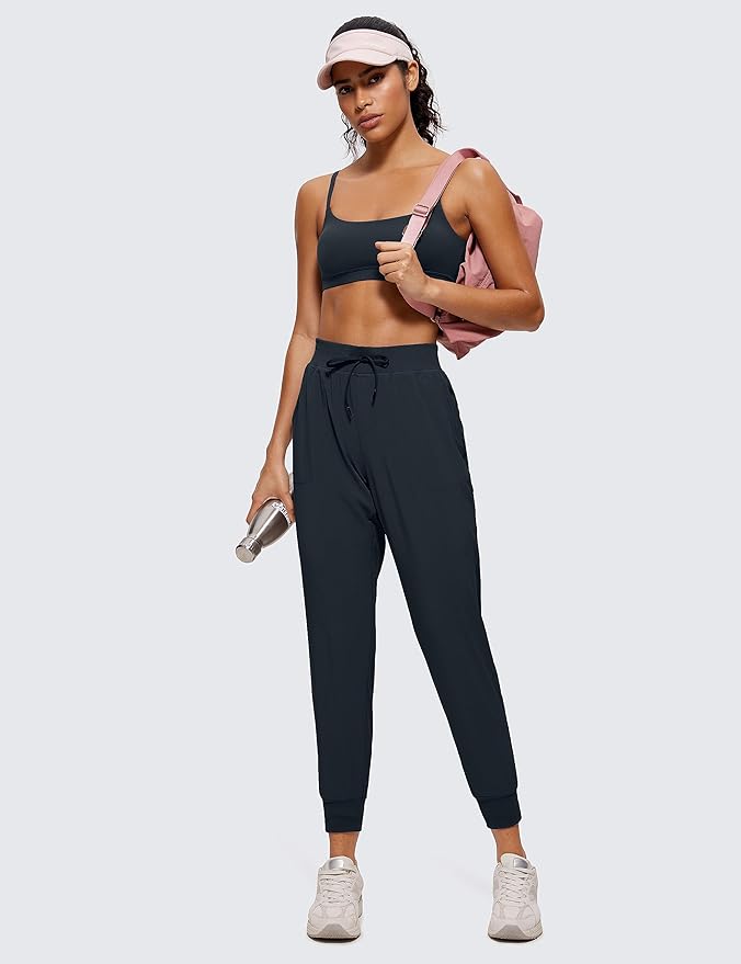 CRZ YOGA Butterluxe Adjustable Spaghetti Strap Sports Bras for Women - Scoop Neck Wireless Padded Yoga Workout Crop Top