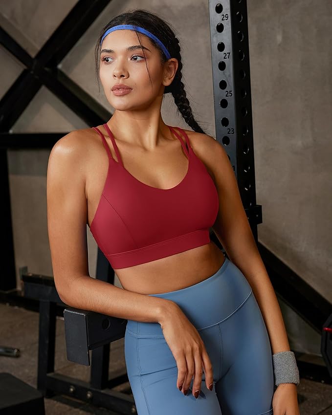 RUNNING GIRL Sports Bras for Women,Strappy Crisscross Back Padded Low Impact Running Sports Bra with Removable Cups