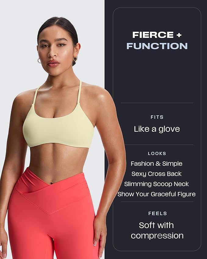 Aoxjox Women's Workout Sports Bras Fitness Trinity Ivy Low Impact Bra Yoga Crop Tank