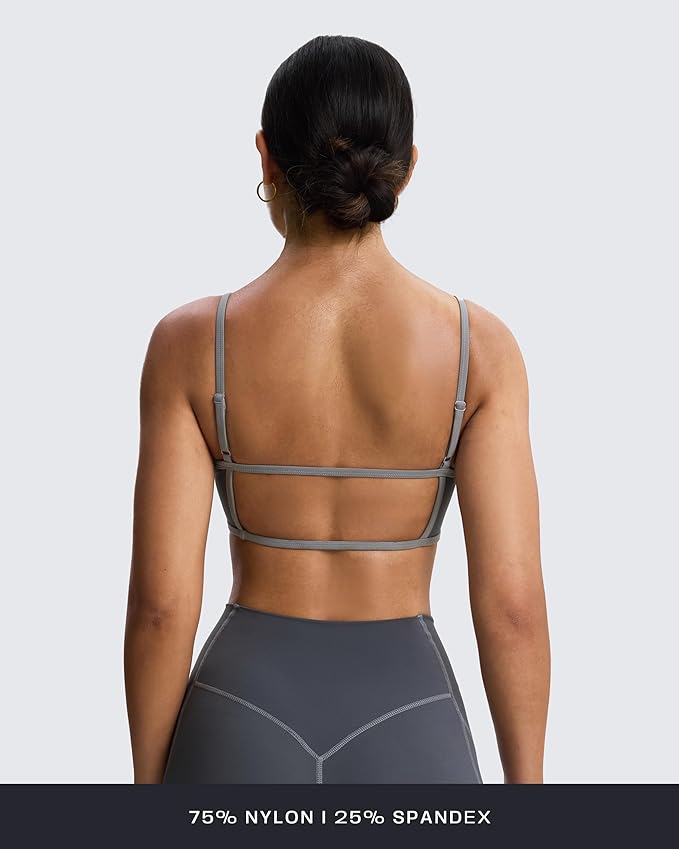 Aoxjox Women's Color Block Workout Sports Bras Fitness Lexi Lined Strappy Bra Athletic Yoga Crop Tank