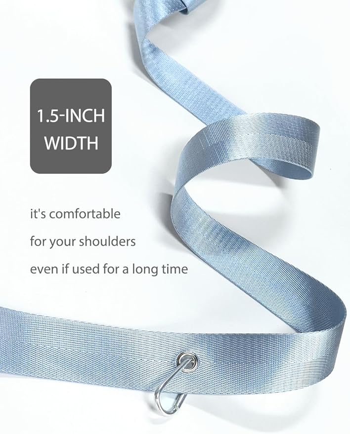 Yoga Mat Strap with Carabiner Clip, Adjustable Carrier for Yoga Mats, Sky Blue [MAT NOT Included]
