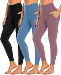 NEW YOUNG 3 Pack Leggings with Pockets for Women,High Waisted Tummy Control Workout Yoga Pants