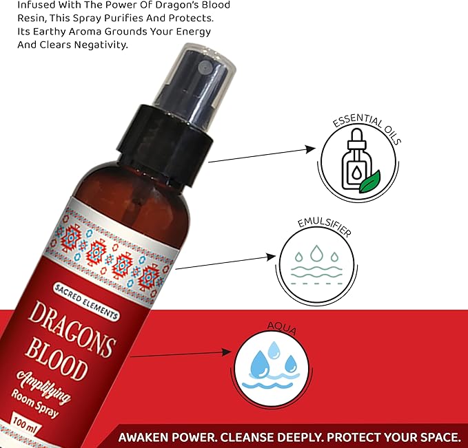Sacred Element's Dragon's Blood Room Spray | Natural Purifying Mist for Energy Clearing, Negativity Release, Spiritual Balance & Aromatherapy | 3.38 Fl Oz / 100ml Non-Toxic Air Freshener