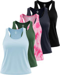 Real Essentials 5 Pack: Women's Racerback Tank Top Dry-Fit Athletic Performance Yoga Activewear (Available in Plus Size)
