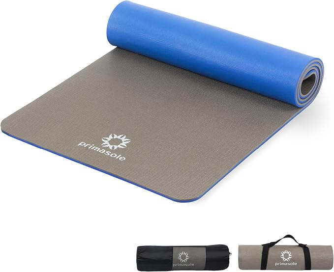 PRIMASOLE Yoga Mat Eco-Friendly Material 1/2 inch Non-Slip Yoga Pilates Fitness at Home & Gym 4 Colors with Carrying Case & Strap