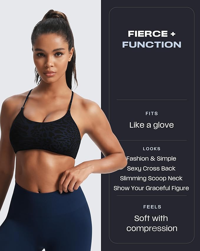 Aoxjox Women's Workout Sports Bras Fitness Trinity Ivy Low Impact Bra Yoga Crop Tank