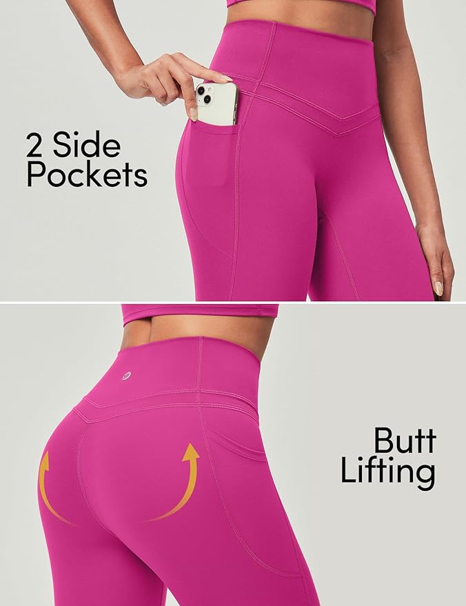 IUGA Compression Leggings with Pockets for Women Tummy Control Leggings No Front Seam Workout High Waist Yoga Pants